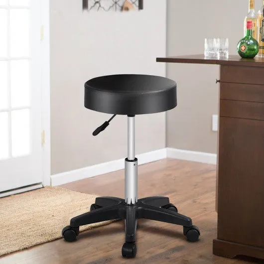 1 pc Adjustable Hydraulic Rolling Swivel Massage Spa Bar Stool-Black