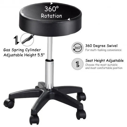 1 pc Adjustable Hydraulic Rolling Swivel Massage Spa Bar Stool-Black