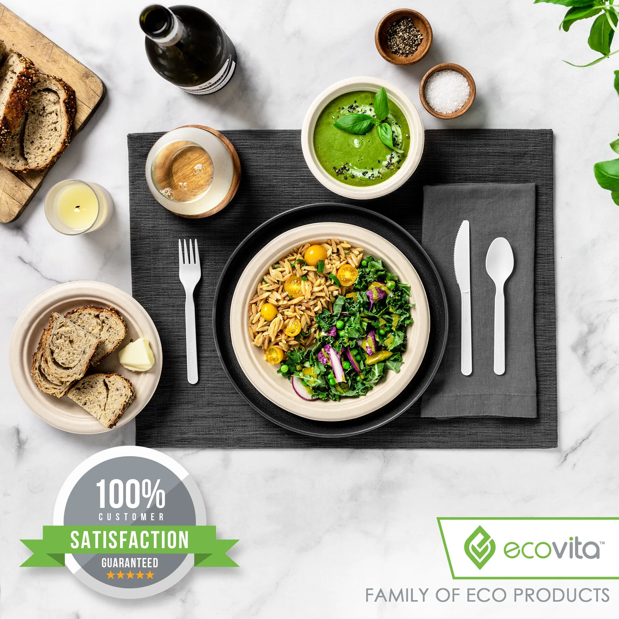 100% Compostable Forks - Disposable Eco Fork Utensil Sets - Eco Friendly Alternative to Plastic Forks