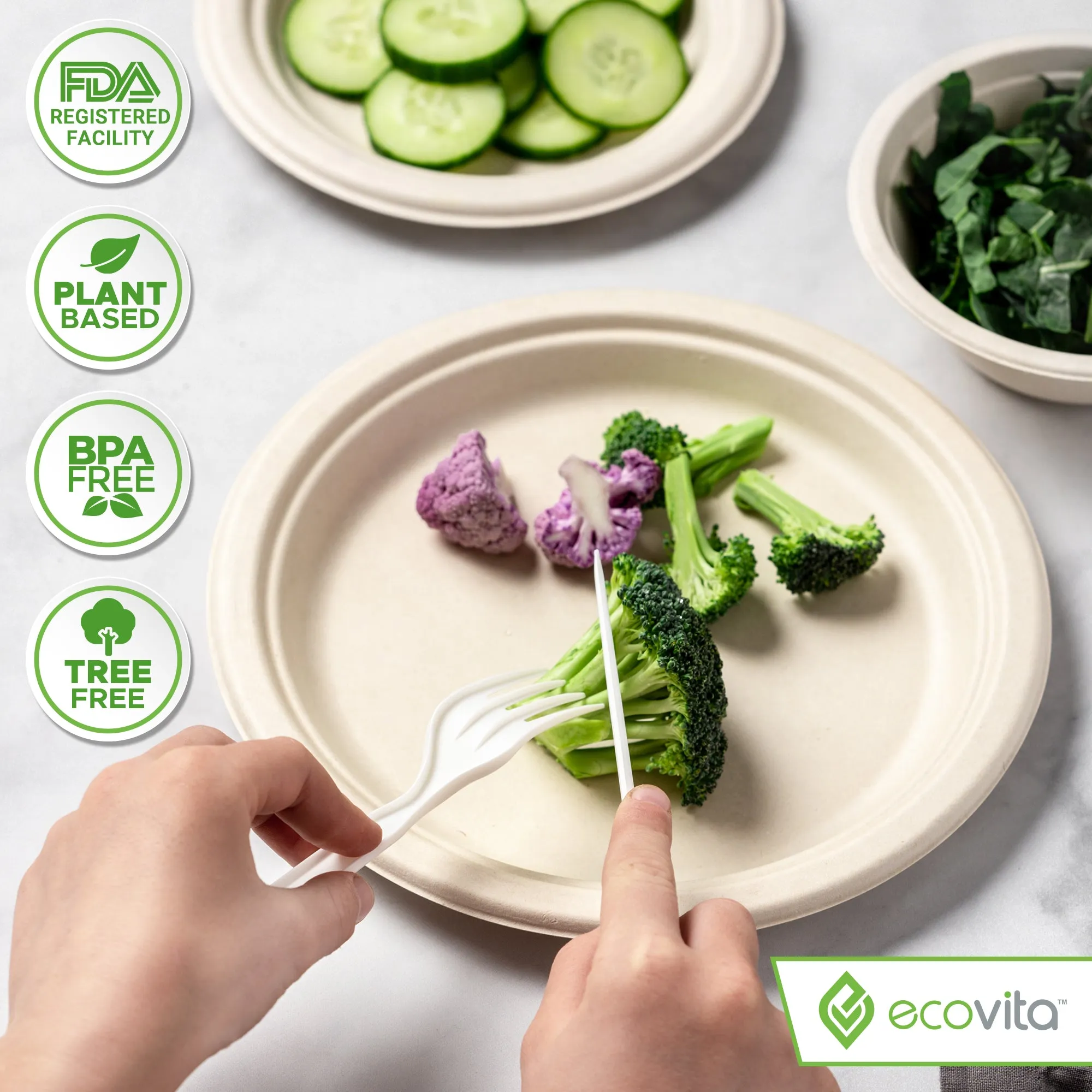 100% Compostable Forks - Disposable Eco Fork Utensil Sets - Eco Friendly Alternative to Plastic Forks