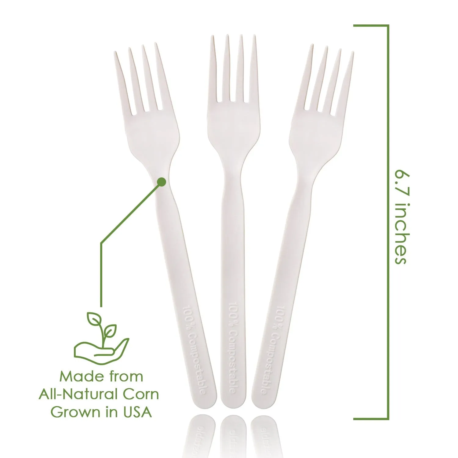 100% Compostable Forks - Disposable Eco Fork Utensil Sets - Eco Friendly Alternative to Plastic Forks