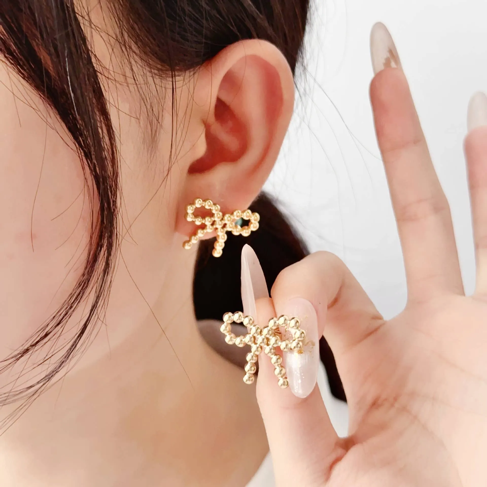 18K stainless steel tarnish free bow stud earring