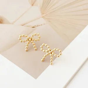 18K stainless steel tarnish free bow stud earring