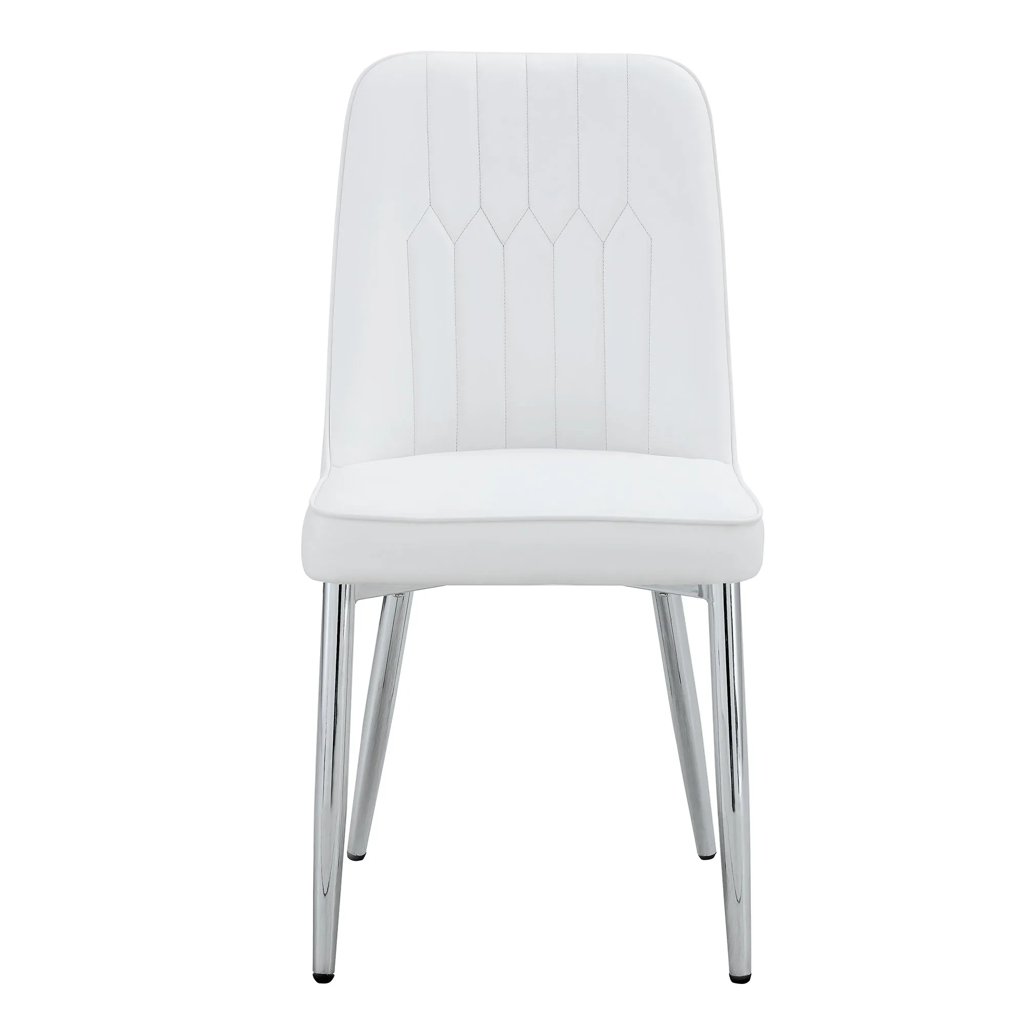 2 Modern Dining Chairs, PU Leather Backrest, Silver Metal Legs for Home, Kitchen, Bedroom, Office - Comfortable Experience