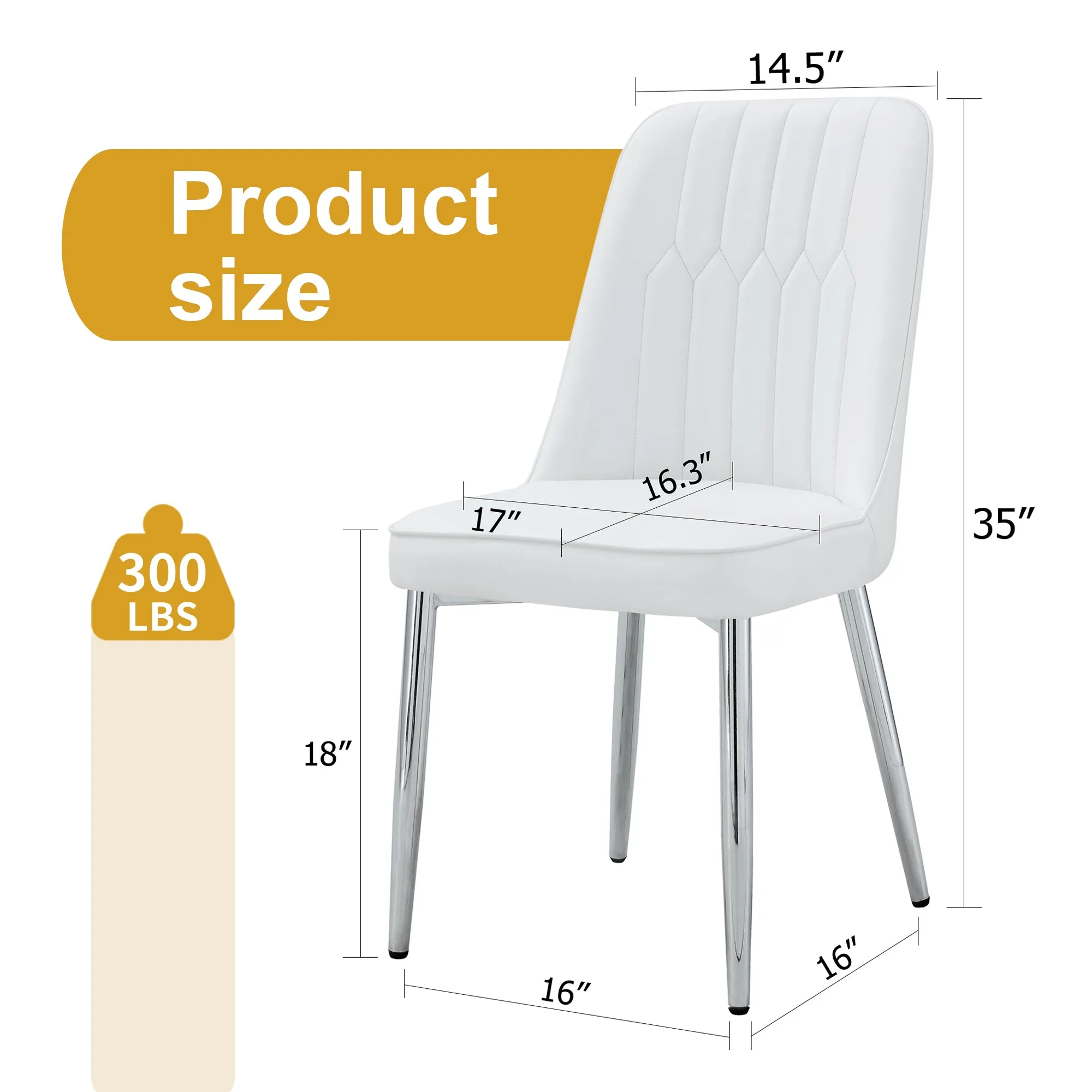 2 Modern Dining Chairs, PU Leather Backrest, Silver Metal Legs for Home, Kitchen, Bedroom, Office - Comfortable Experience