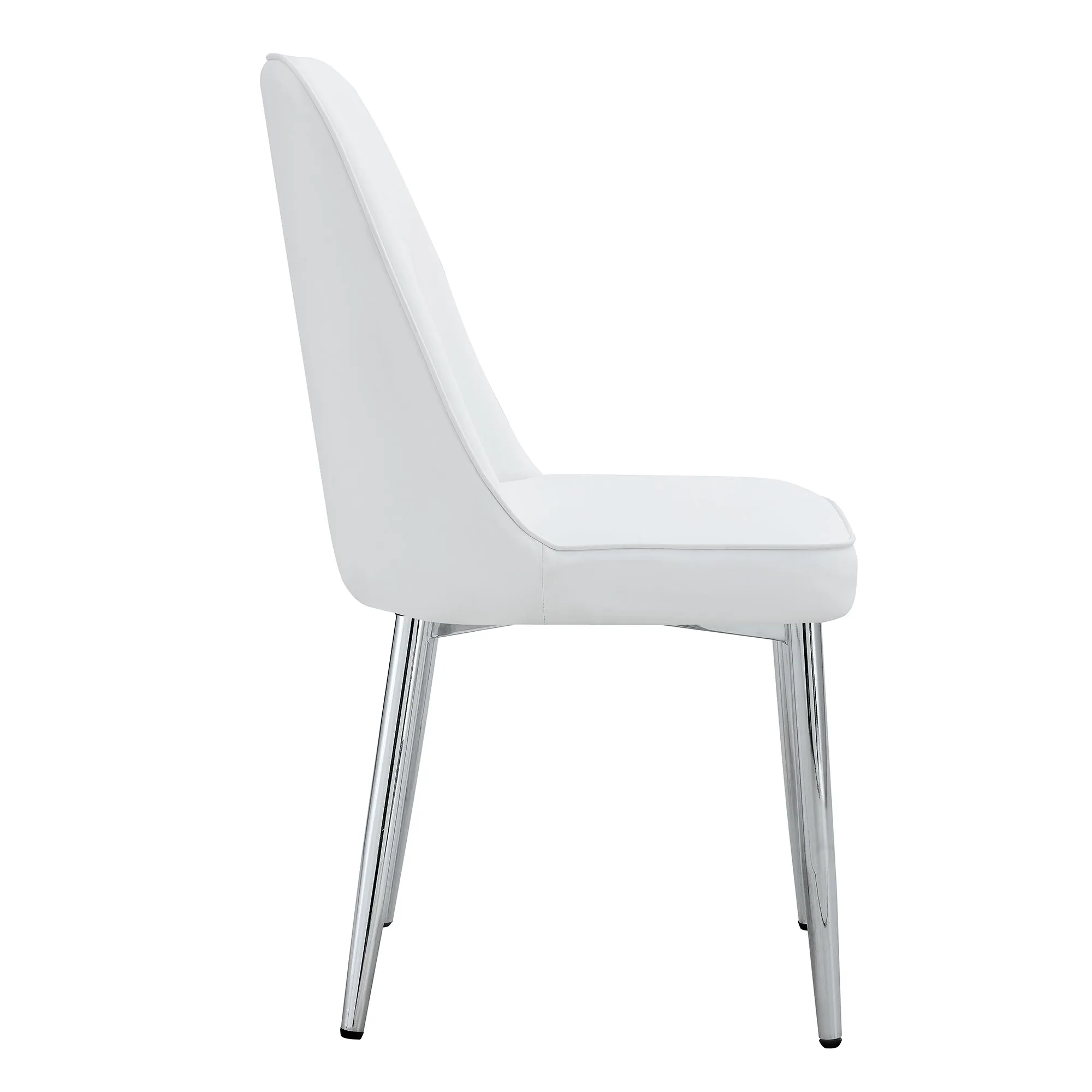 2 Modern Dining Chairs, PU Leather Backrest, Silver Metal Legs for Home, Kitchen, Bedroom, Office - Comfortable Experience