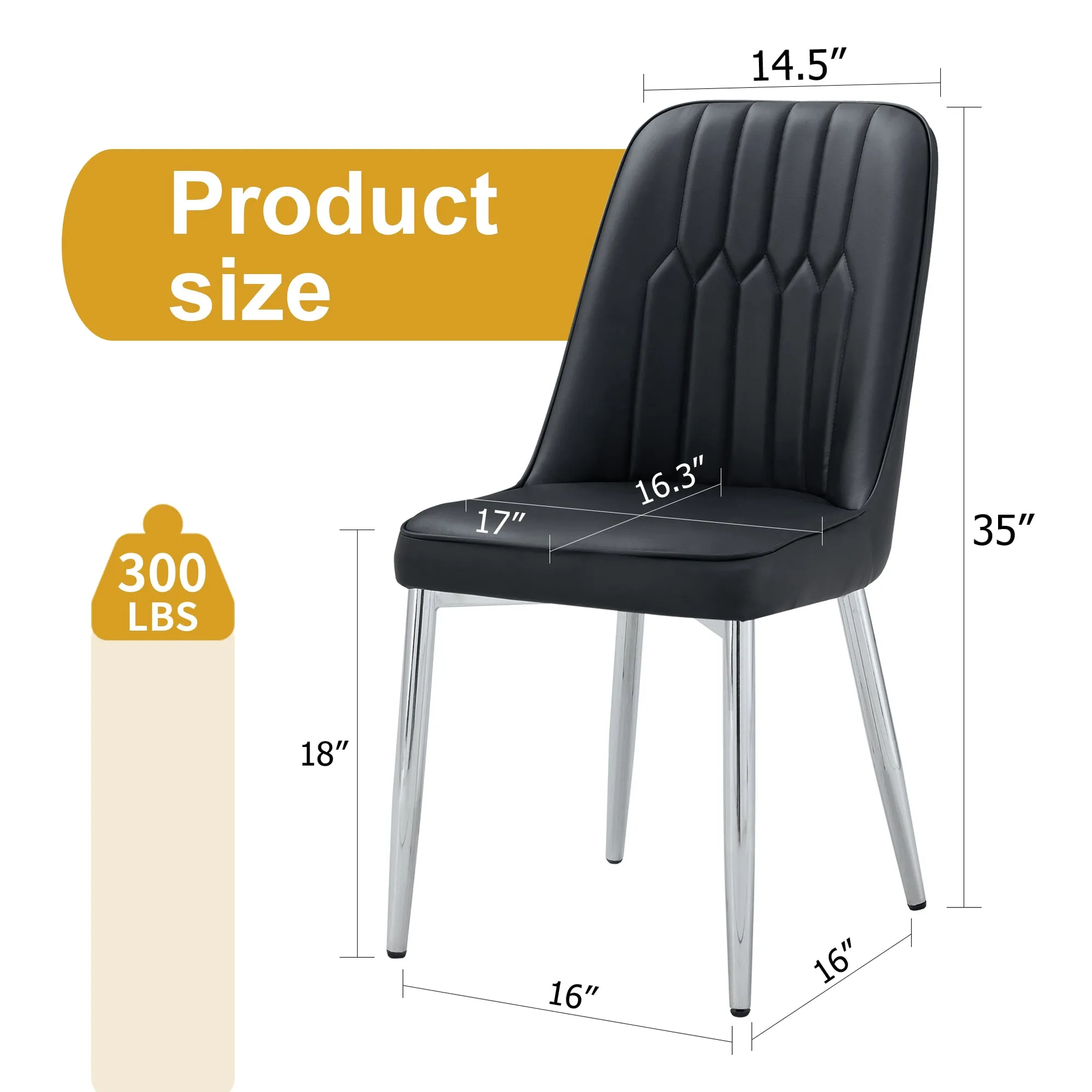 2 Modern Dining Chairs, PU Leather Backrest, Silver Metal Legs for Home, Kitchen, Bedroom, Office - Comfortable Experience