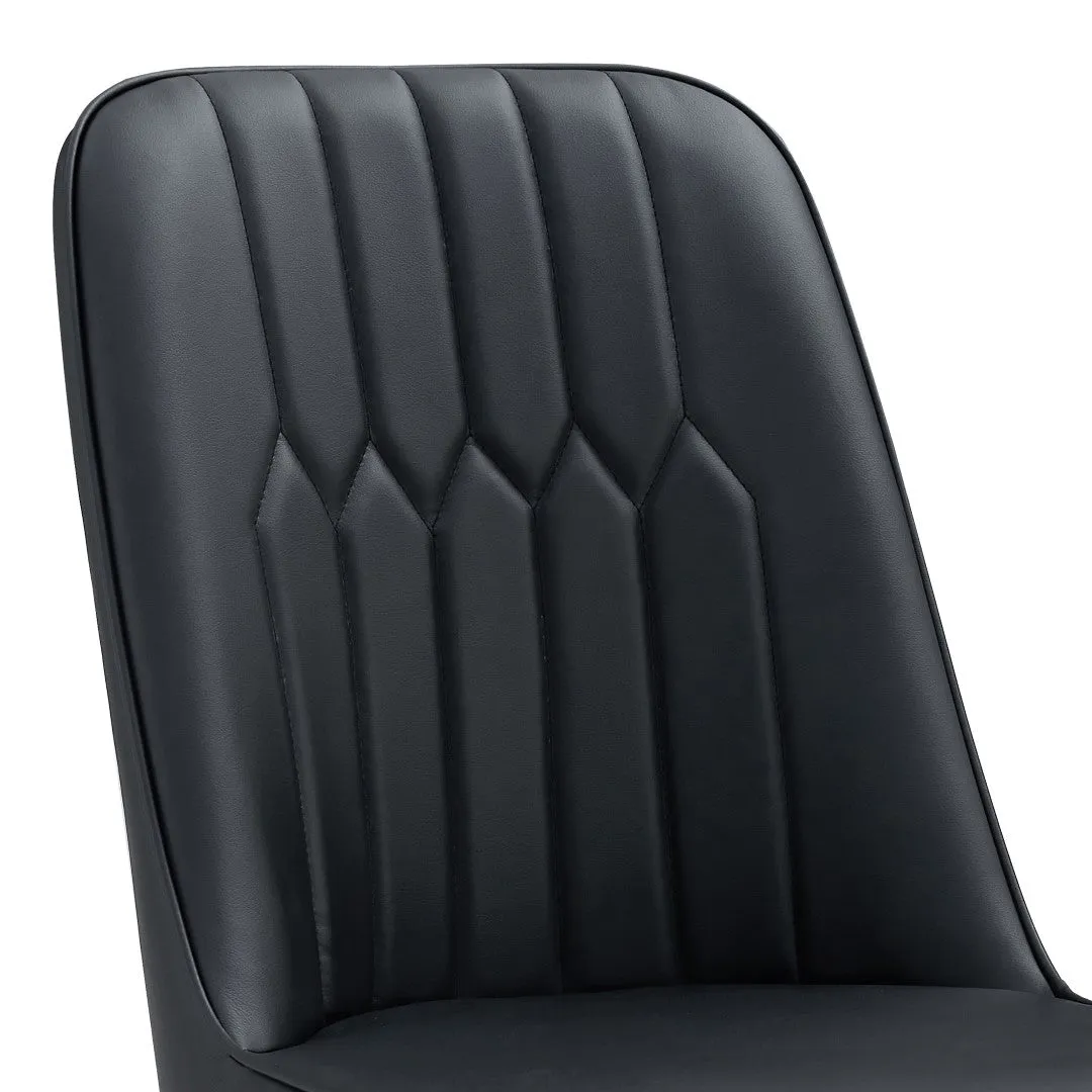 2 Modern Dining Chairs, PU Leather Backrest, Silver Metal Legs for Home, Kitchen, Bedroom, Office - Comfortable Experience