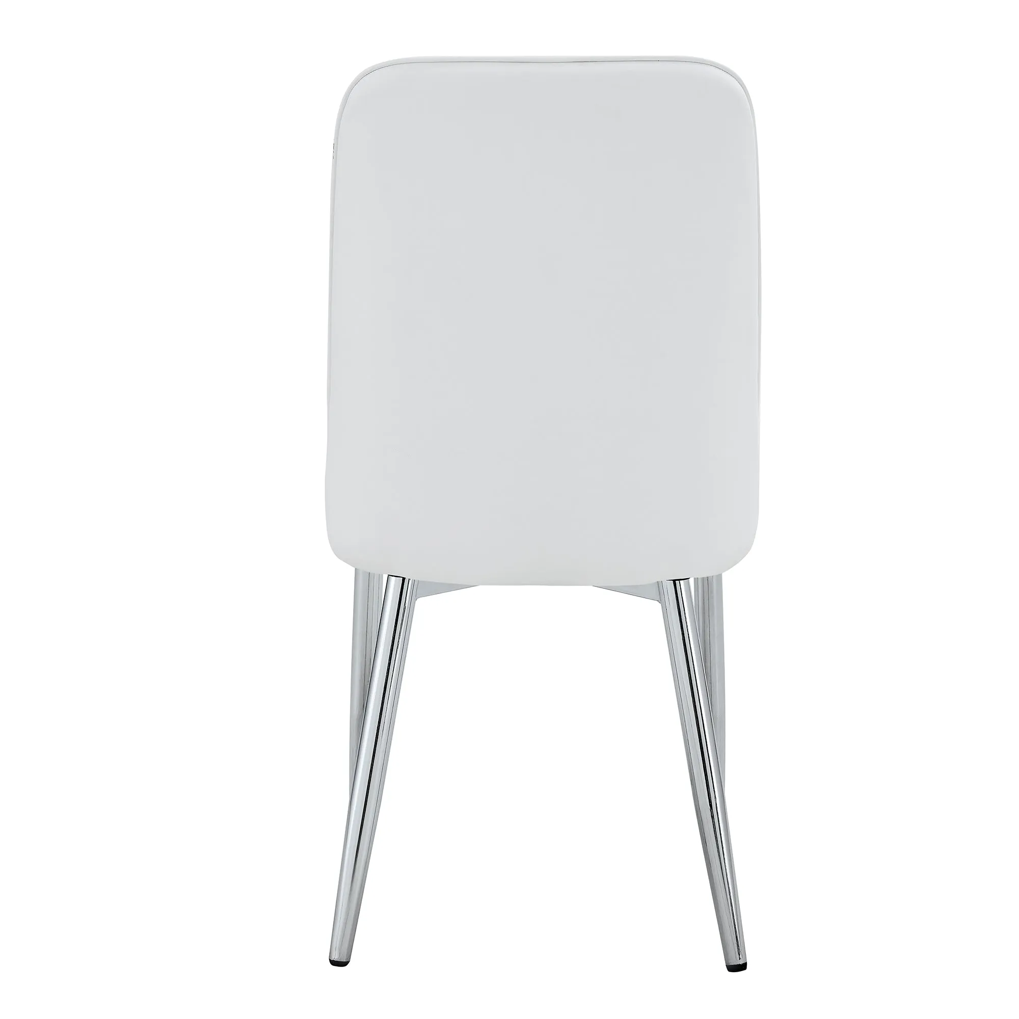 2 Modern Dining Chairs, PU Leather Backrest, Silver Metal Legs for Home, Kitchen, Bedroom, Office - Comfortable Experience