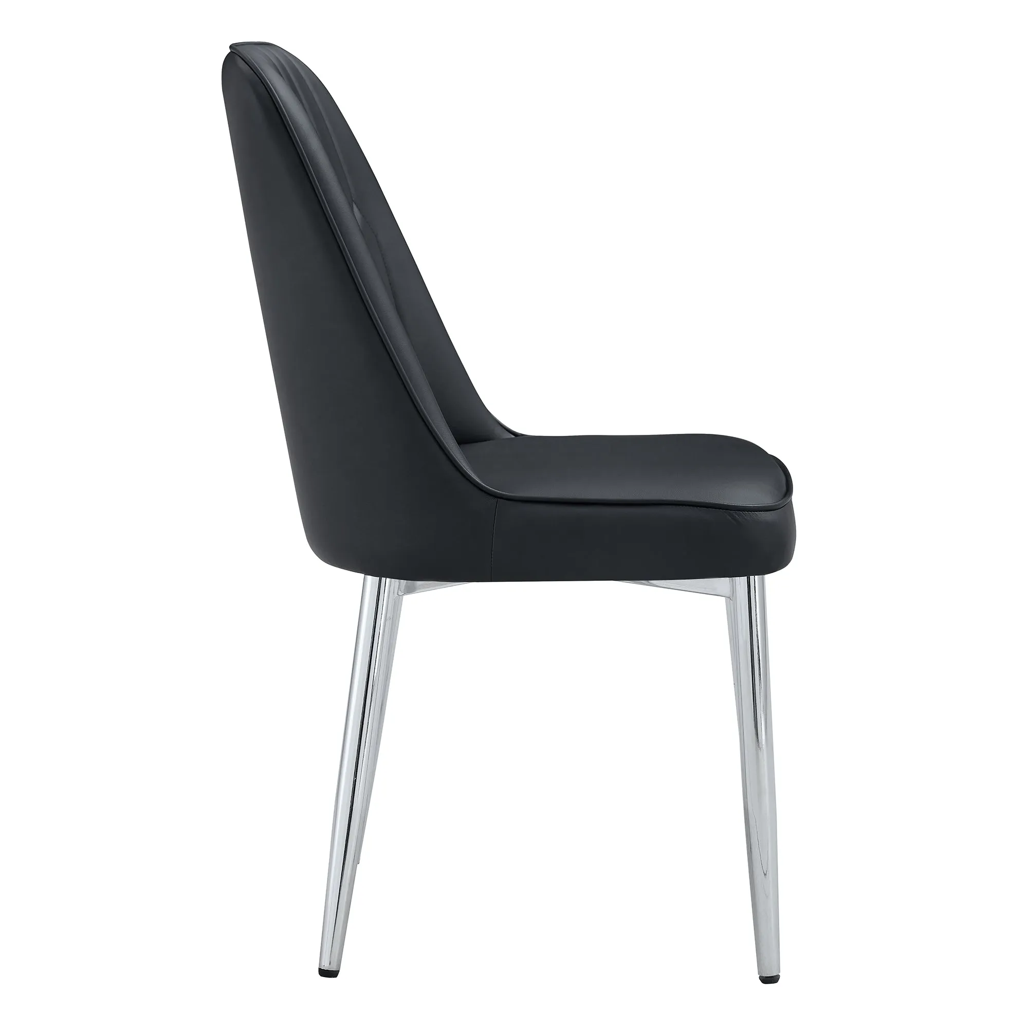 2 Modern Dining Chairs, PU Leather Backrest, Silver Metal Legs for Home, Kitchen, Bedroom, Office - Comfortable Experience