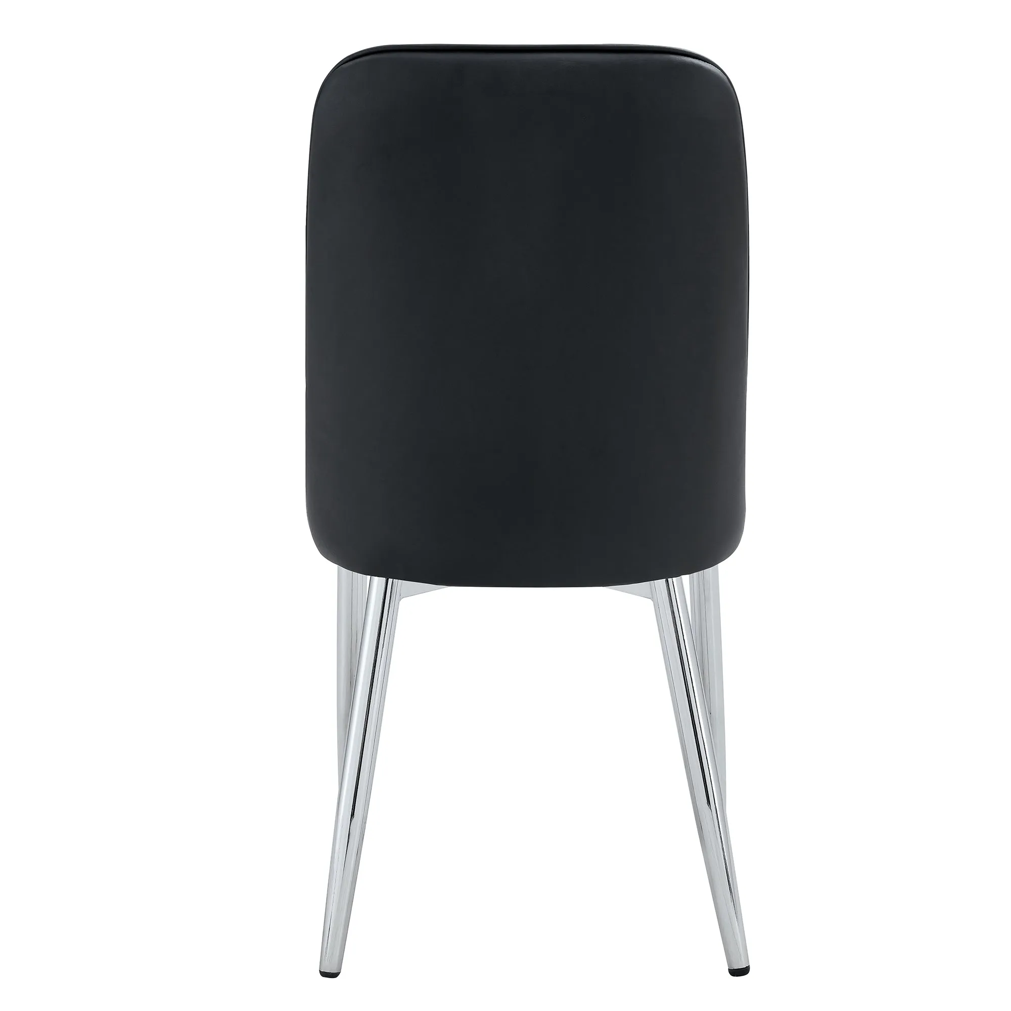 2 Modern Dining Chairs, PU Leather Backrest, Silver Metal Legs for Home, Kitchen, Bedroom, Office - Comfortable Experience