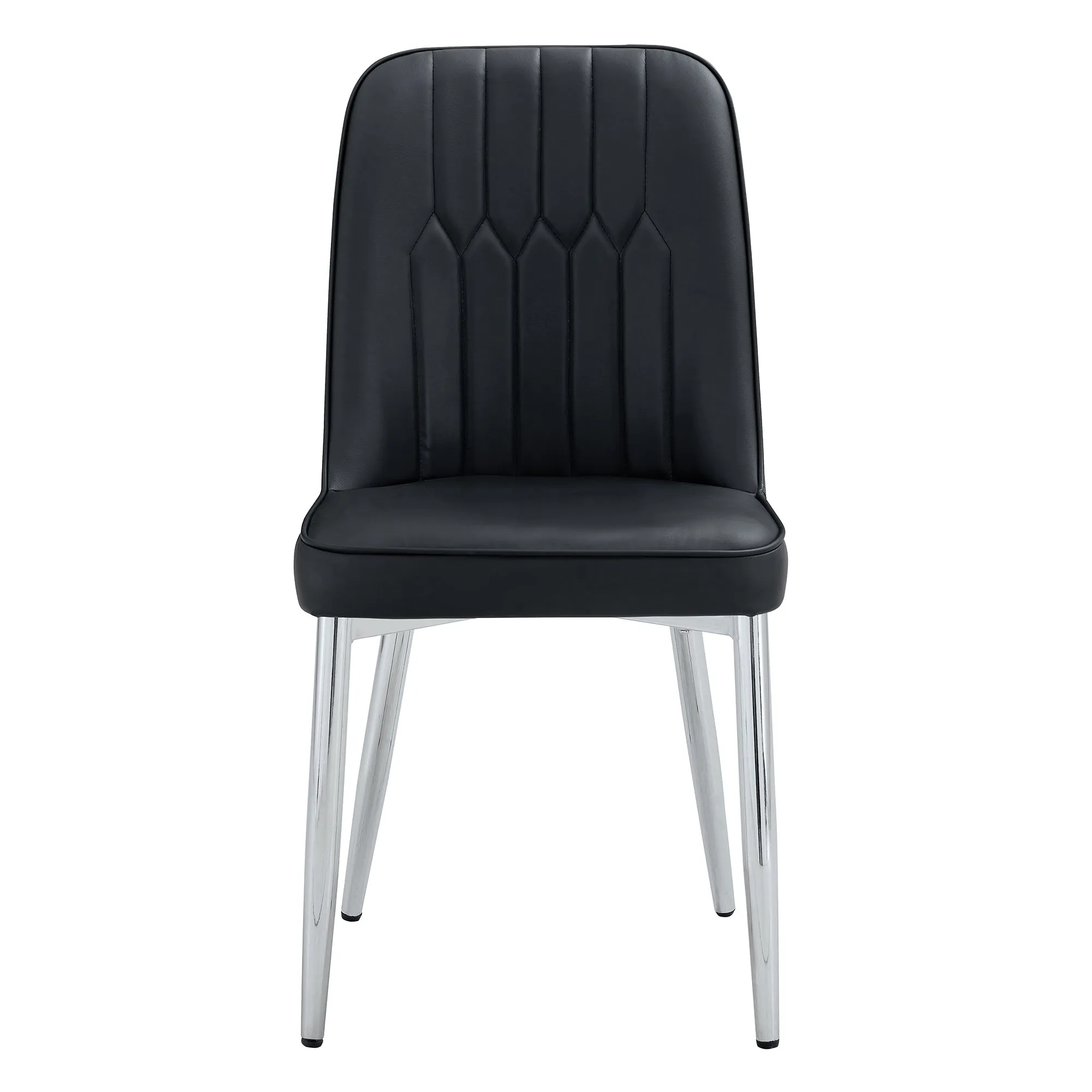 2 Modern Dining Chairs, PU Leather Backrest, Silver Metal Legs for Home, Kitchen, Bedroom, Office - Comfortable Experience