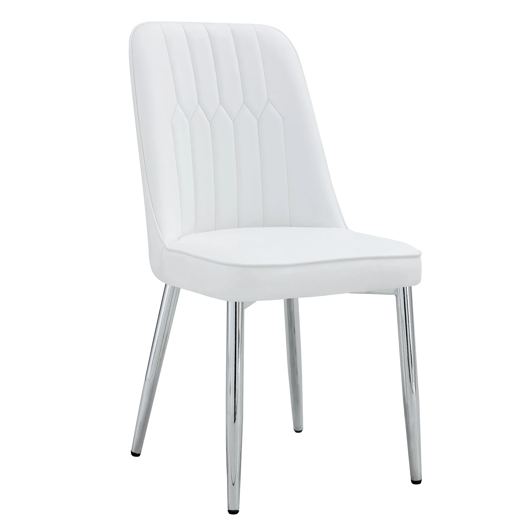 2 Modern Dining Chairs, PU Leather Backrest, Silver Metal Legs for Home, Kitchen, Bedroom, Office - Comfortable Experience