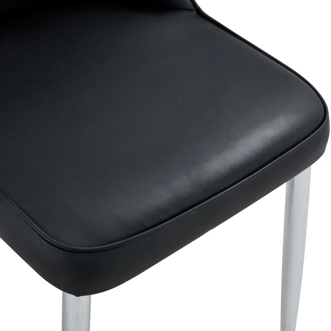 2 Modern Dining Chairs, PU Leather Backrest, Silver Metal Legs for Home, Kitchen, Bedroom, Office - Comfortable Experience