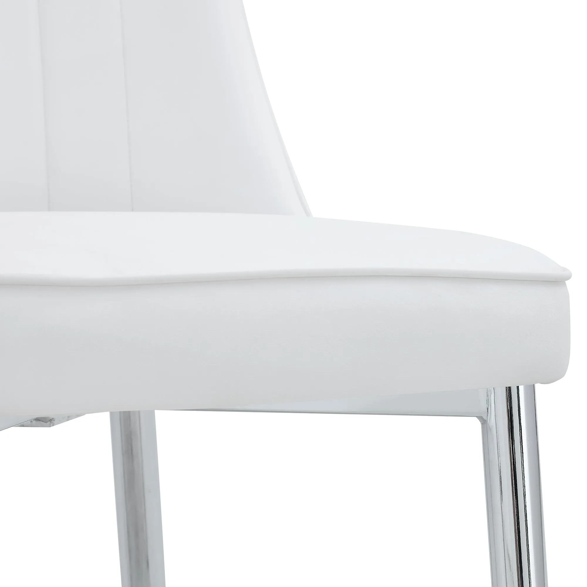 2 Modern Dining Chairs, PU Leather Backrest, Silver Metal Legs for Home, Kitchen, Bedroom, Office - Comfortable Experience