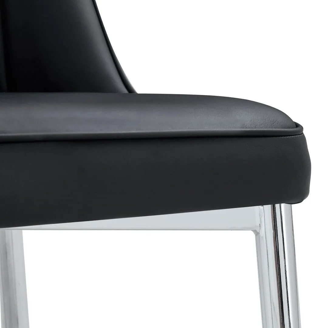2 Modern Dining Chairs, PU Leather Backrest, Silver Metal Legs for Home, Kitchen, Bedroom, Office - Comfortable Experience