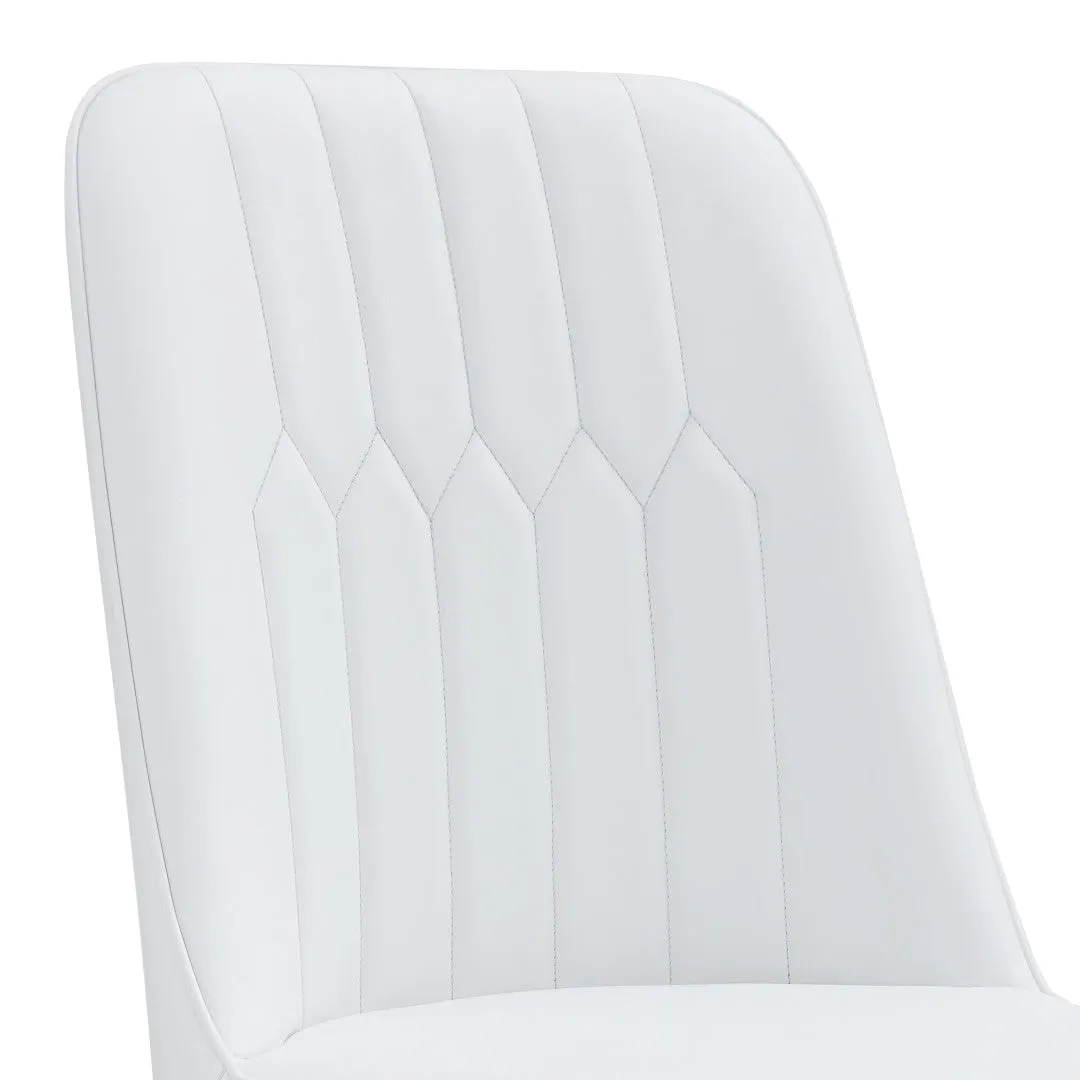 2 Modern Dining Chairs, PU Leather Backrest, Silver Metal Legs for Home, Kitchen, Bedroom, Office - Comfortable Experience