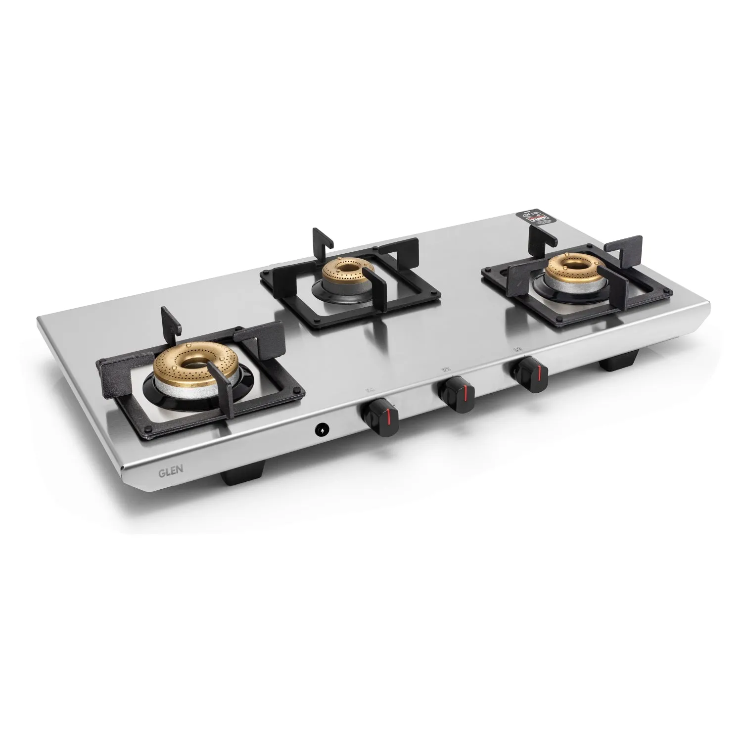 3 Burner Ultra Tuff Stainless Steel Gas Stove with Forged Brass Burner - Manual/Auto Ignition (1053 UT SS 73)