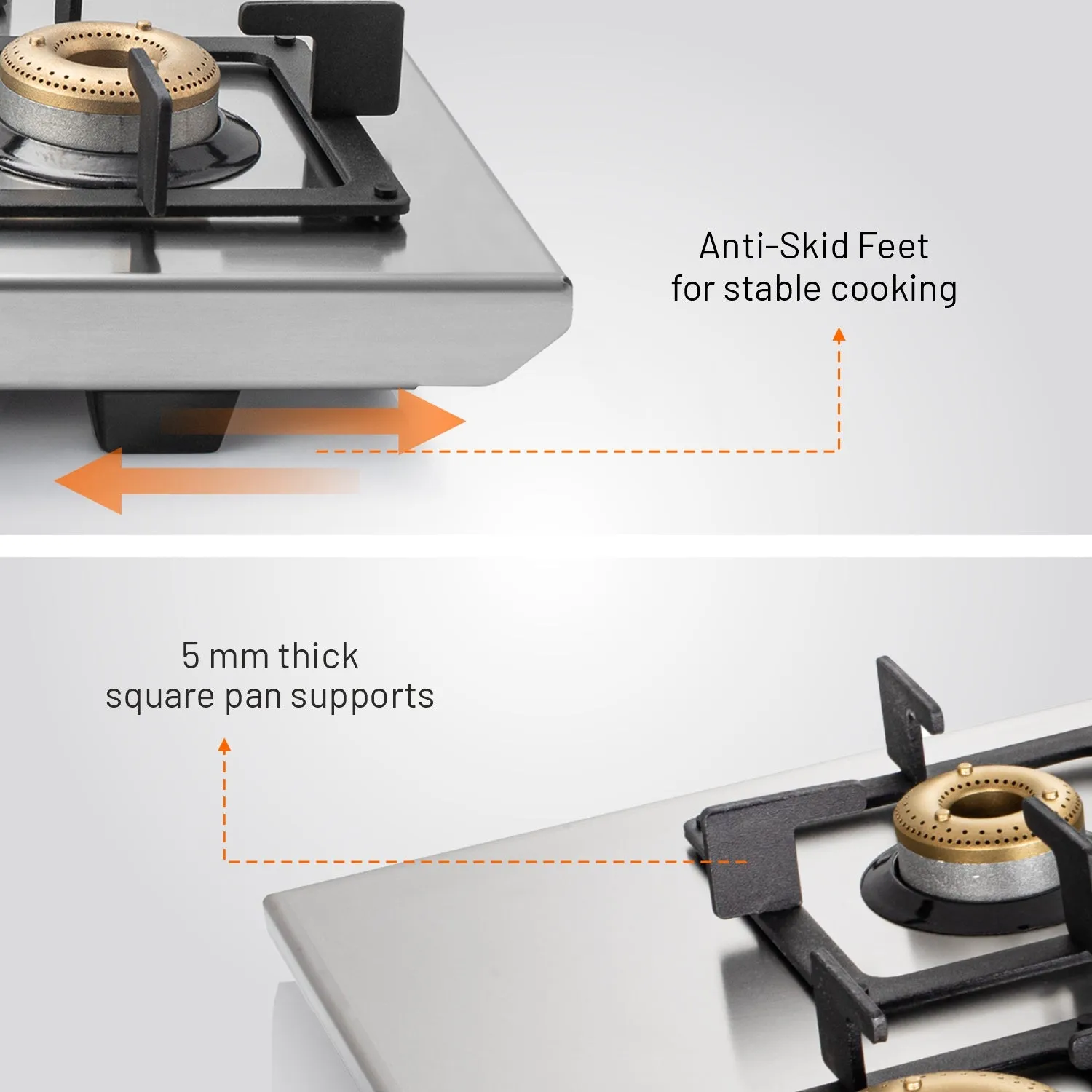 3 Burner Ultra Tuff Stainless Steel Gas Stove with Forged Brass Burner - Manual/Auto Ignition (1053 UT SS 73)