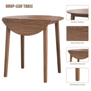 3-Piece Dining Set: Counter Height Table, 2 Chairs, Walnut/Black - Space-Saving & Stylish