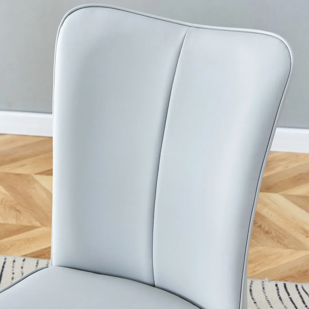 4 Light Gray Leatherette Dining Chairs with Black Metal Legs - Stylish & Comfortable Set