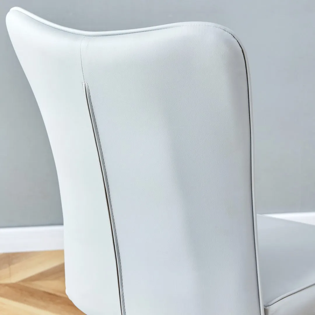 4 Light Gray Leatherette Dining Chairs with Black Metal Legs - Stylish & Comfortable Set