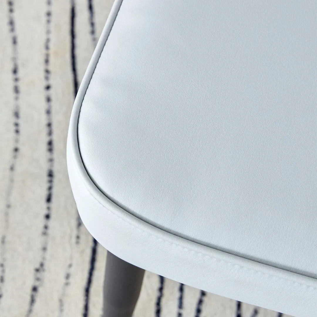4 Light Gray Leatherette Dining Chairs with Black Metal Legs - Stylish & Comfortable Set