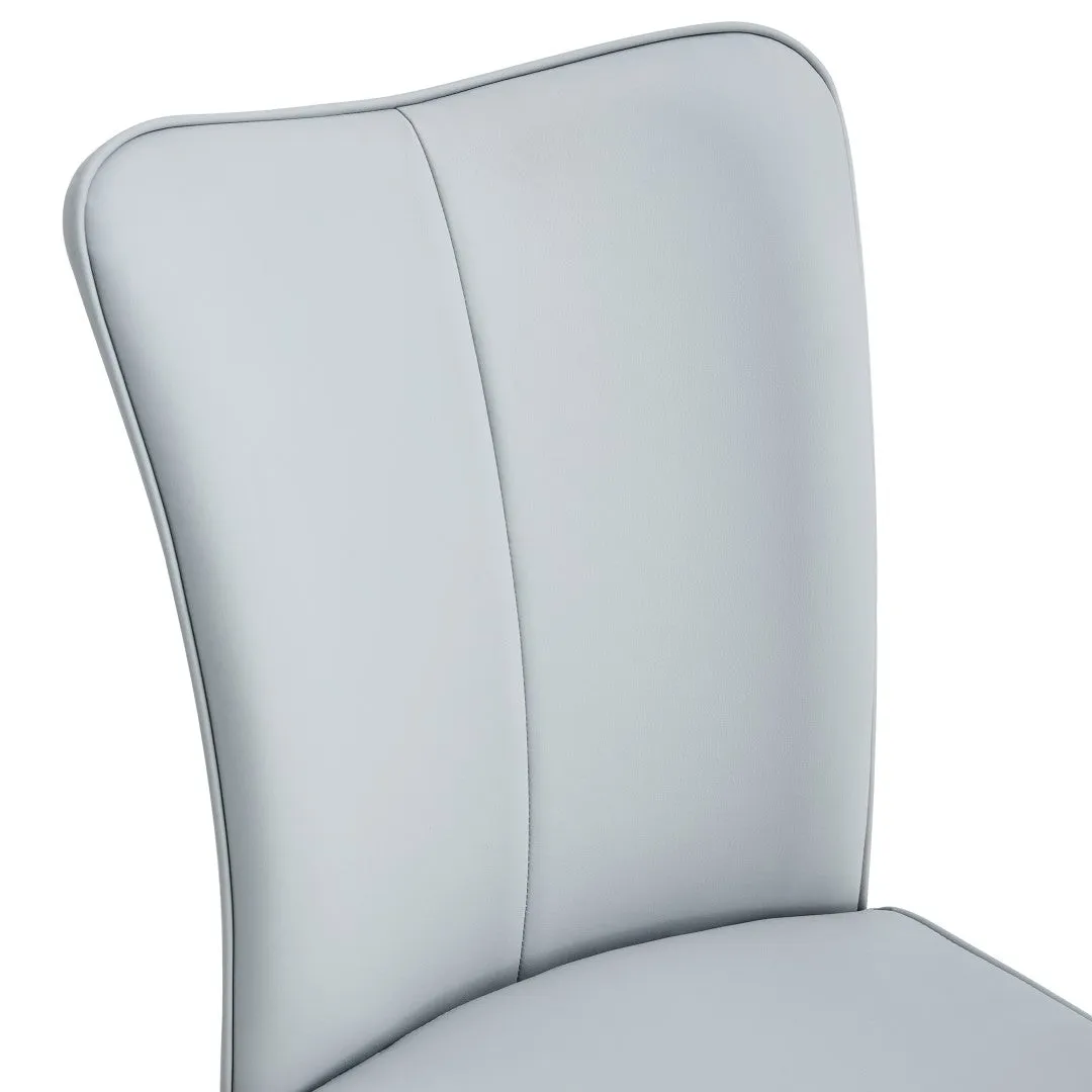 4 Light Gray Leatherette Dining Chairs with Black Metal Legs - Stylish & Comfortable Set