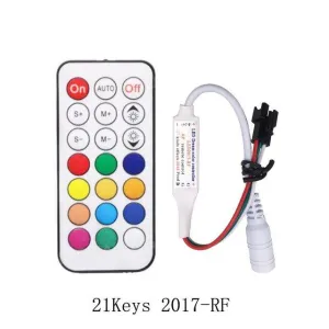 5-24V LED2017-IR LED Light Strip Wireless Remote Mini RGB Controller (2048px, 361modes)