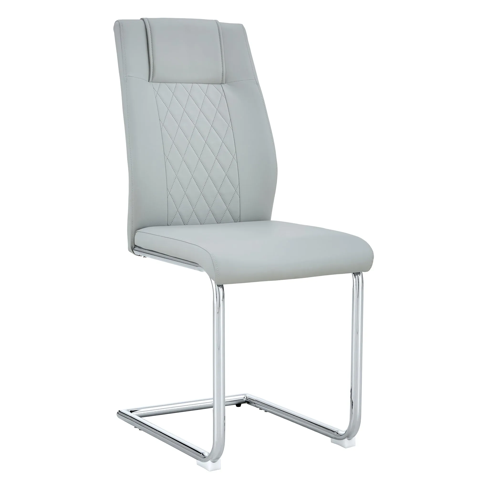 6-Piece Light Gray Faux Leather Dining Chairs Set with Metal Legs - Stylish, Comfortable, Easy Assembly