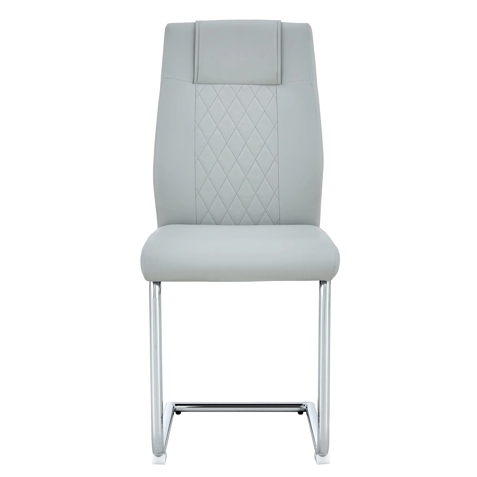 6-Piece Light Gray Faux Leather Dining Chairs Set with Metal Legs - Stylish, Comfortable, Easy Assembly