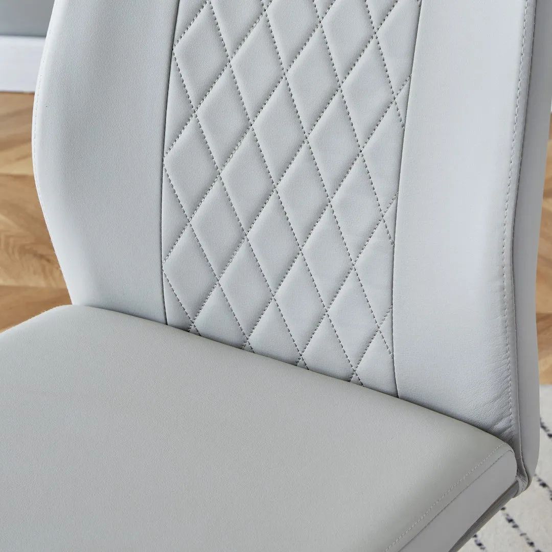 6-Piece Light Gray Faux Leather Dining Chairs Set with Metal Legs - Stylish, Comfortable, Easy Assembly