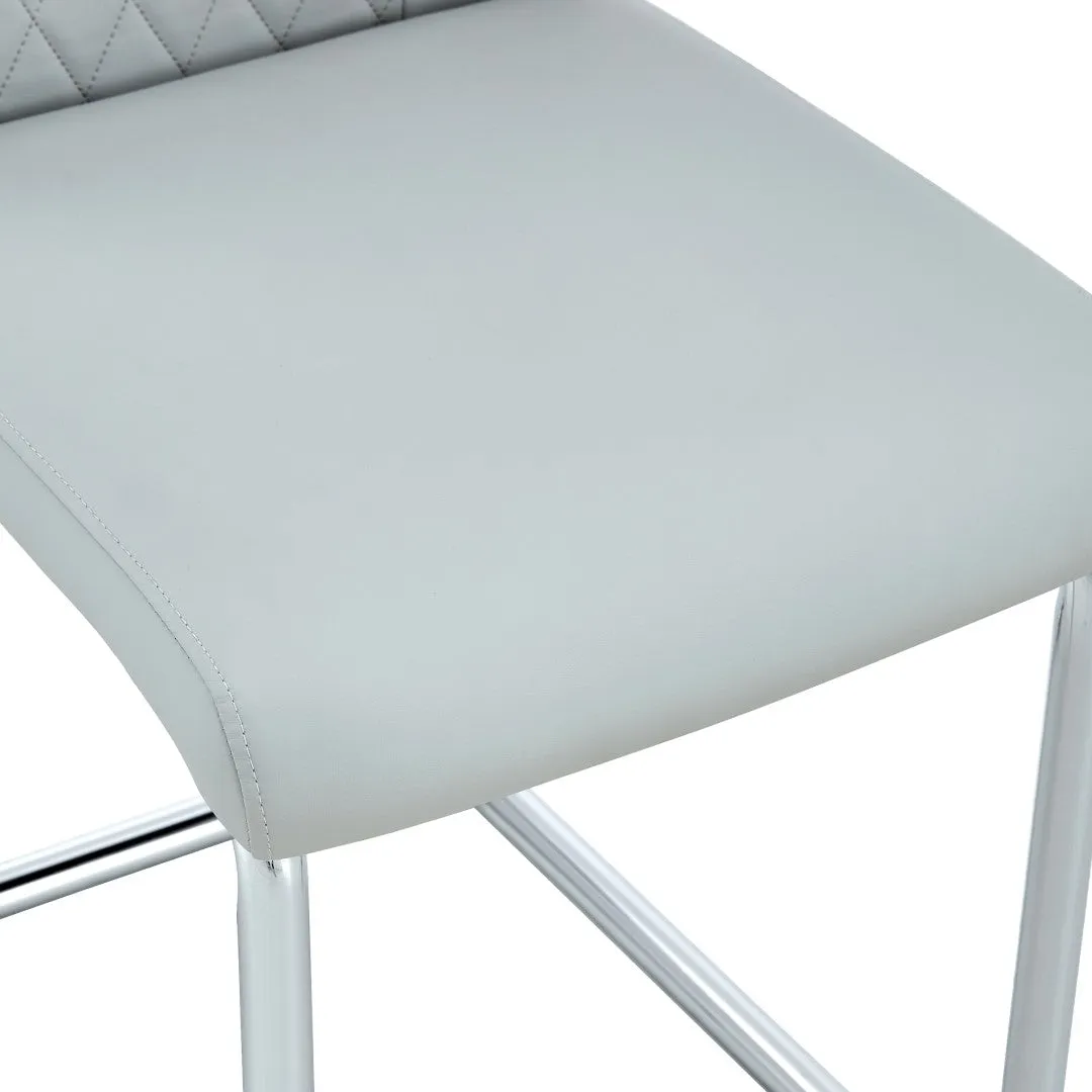 6-Piece Light Gray Faux Leather Dining Chairs Set with Metal Legs - Stylish, Comfortable, Easy Assembly