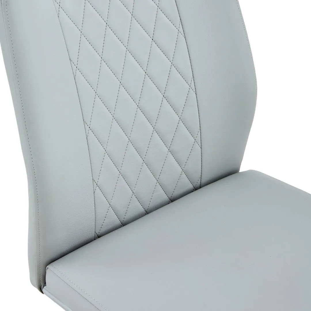 6-Piece Light Gray Faux Leather Dining Chairs Set with Metal Legs - Stylish, Comfortable, Easy Assembly