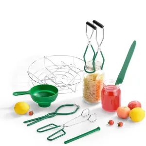 7 Piece Anti Scald Jam Making Tool Set Stainless Steel Non Slip Can Lifting Pliers & Basket
