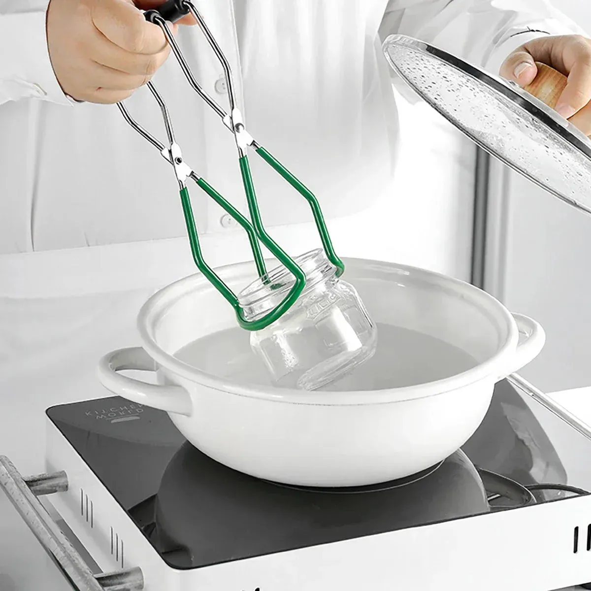 7 Piece Anti Scald Jam Making Tool Set Stainless Steel Non Slip Can Lifting Pliers & Basket