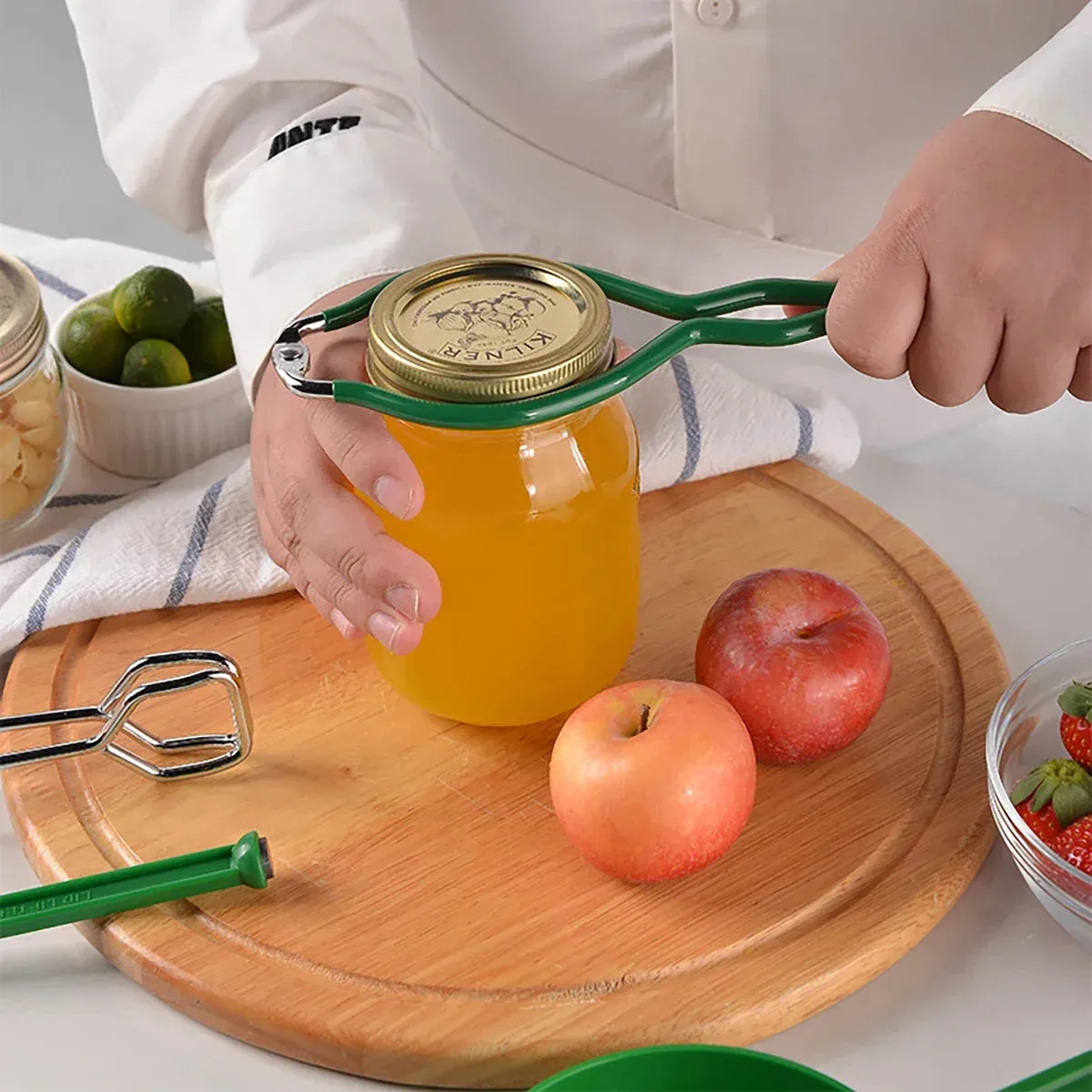 7 Piece Anti Scald Jam Making Tool Set Stainless Steel Non Slip Can Lifting Pliers & Basket
