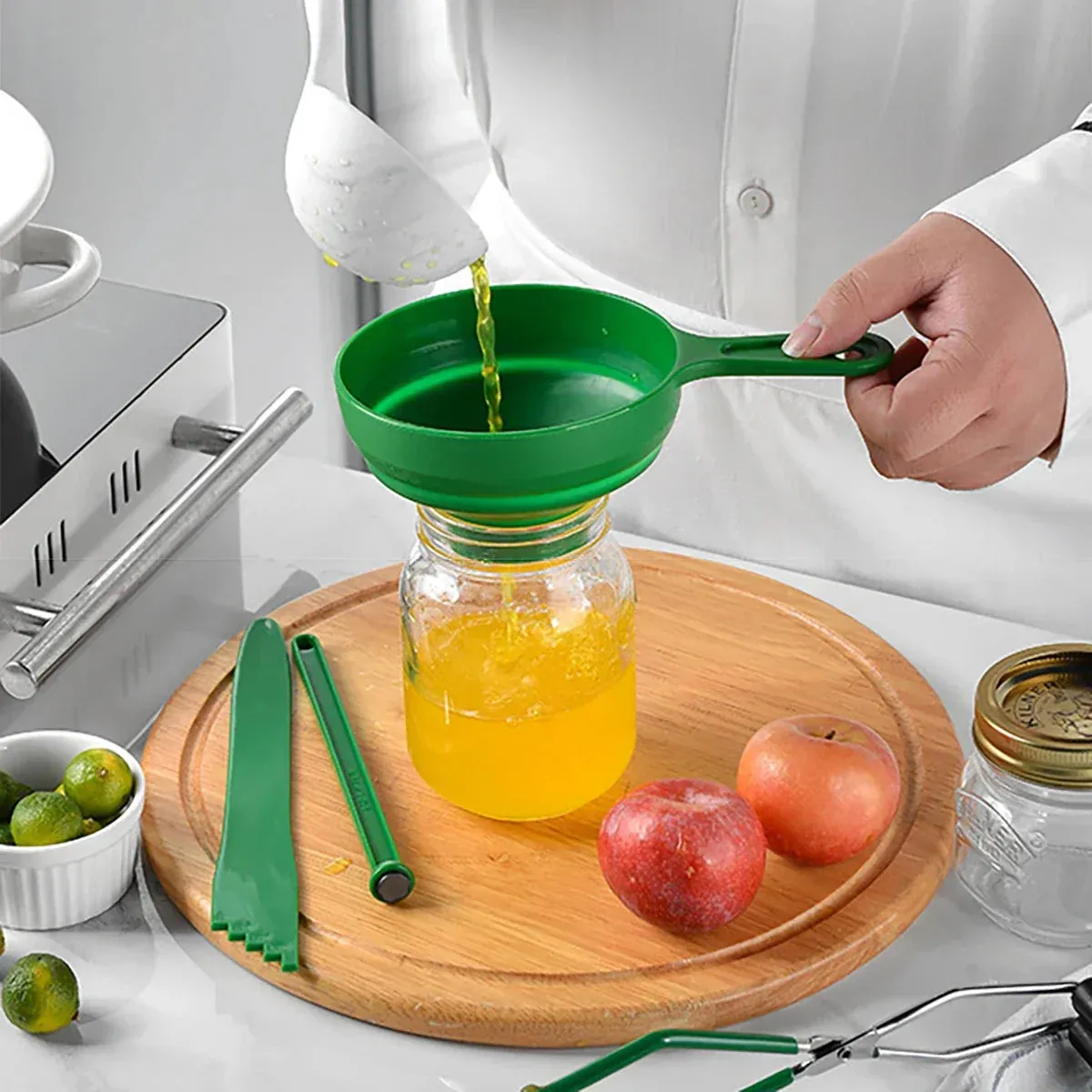 7 Piece Anti Scald Jam Making Tool Set Stainless Steel Non Slip Can Lifting Pliers & Basket