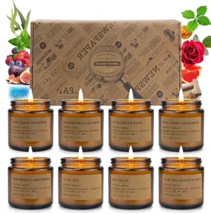 8 Pack Candles for Home Scented, Aromatherapy Jar Candle Gifts for Women, Natural Soy Wax Amber Candles Set, Scented Candles Set for Birthday Valentine Mother's Thanksgiving Day Present
