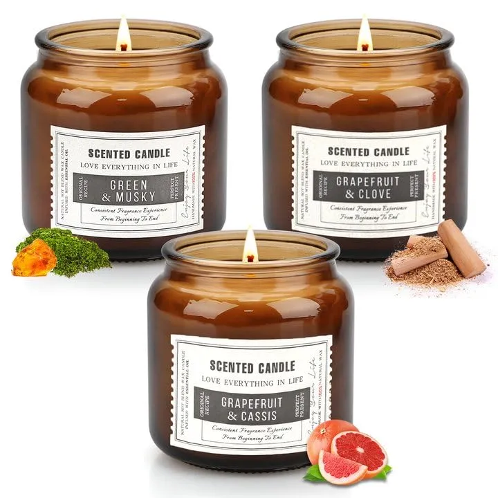 8 Pack Candles for Home Scented, Aromatherapy Jar Candle Gifts for Women, Natural Soy Wax Amber Candles Set, Scented Candles Set for Birthday Valentine Mother's Thanksgiving Day Present