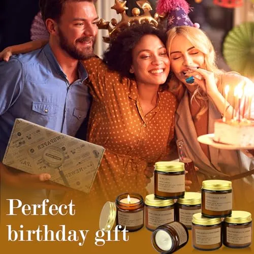 8 Pack Candles for Home Scented, Aromatherapy Jar Candle Gifts for Women, Natural Soy Wax Amber Candles Set, Scented Candles Set for Birthday Valentine Mother's Thanksgiving Day Present