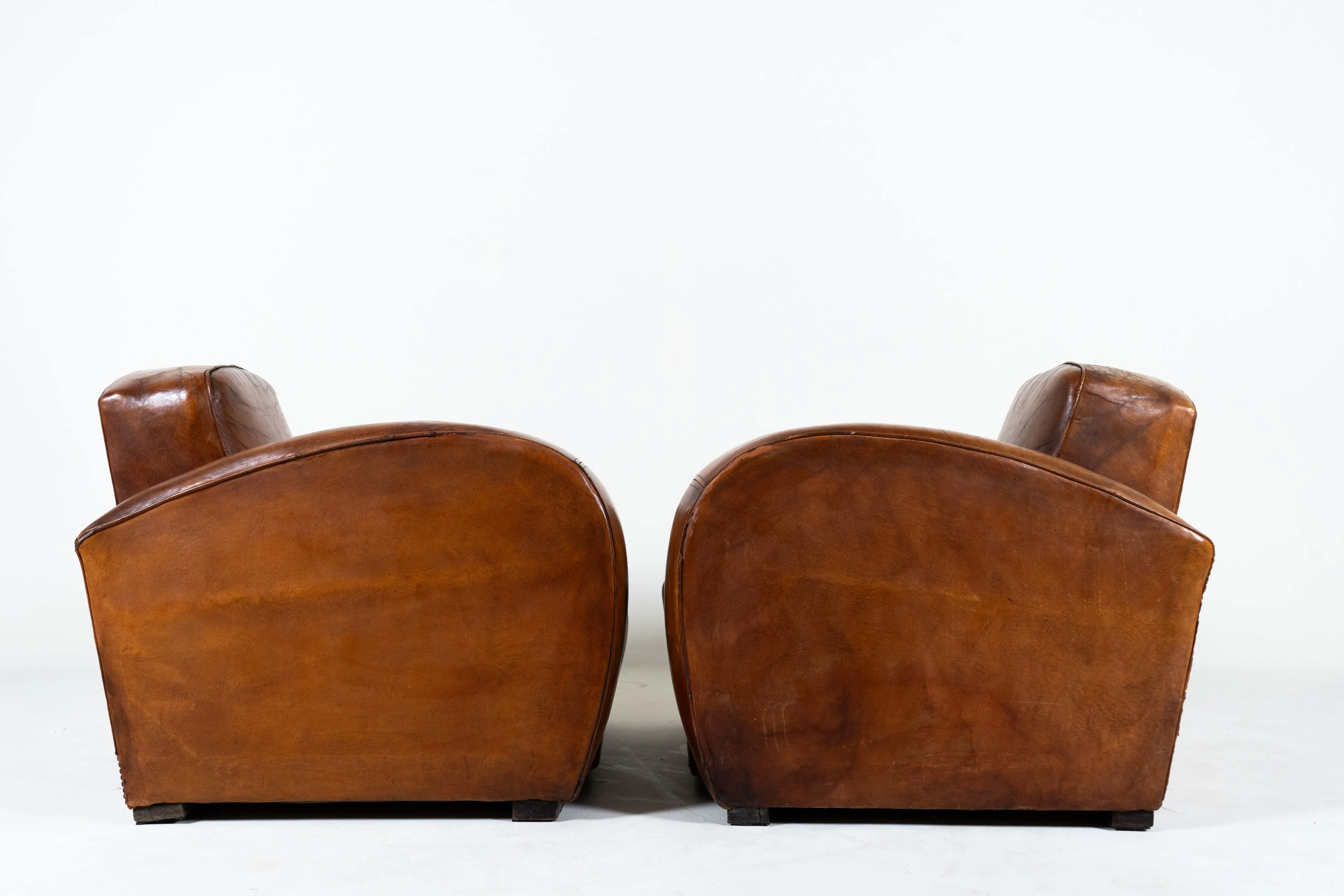 A Pair of Art Deco Leather Club Chairs, France c.1930