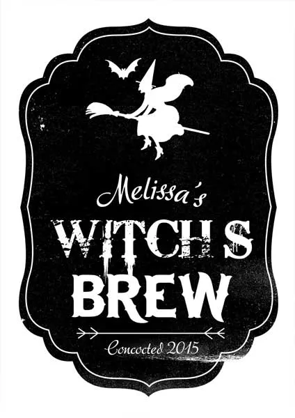 Add Your Name Halloween Themed Wine Label - Witch's Brew