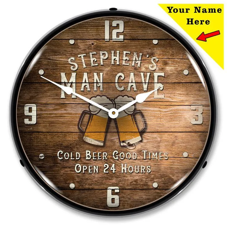 Add Your name Man Cave Backlit LED Clock