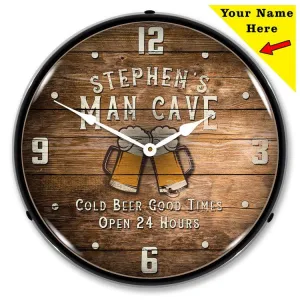Add Your name Man Cave Backlit LED Clock