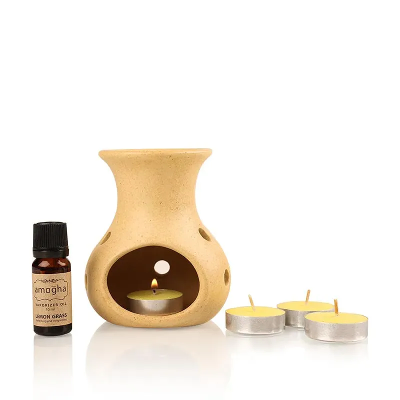 Amogha Oil Burner | 10 ml Diffuser Oil | Multiple Fragnance  | 8 x 3 x 5 inches