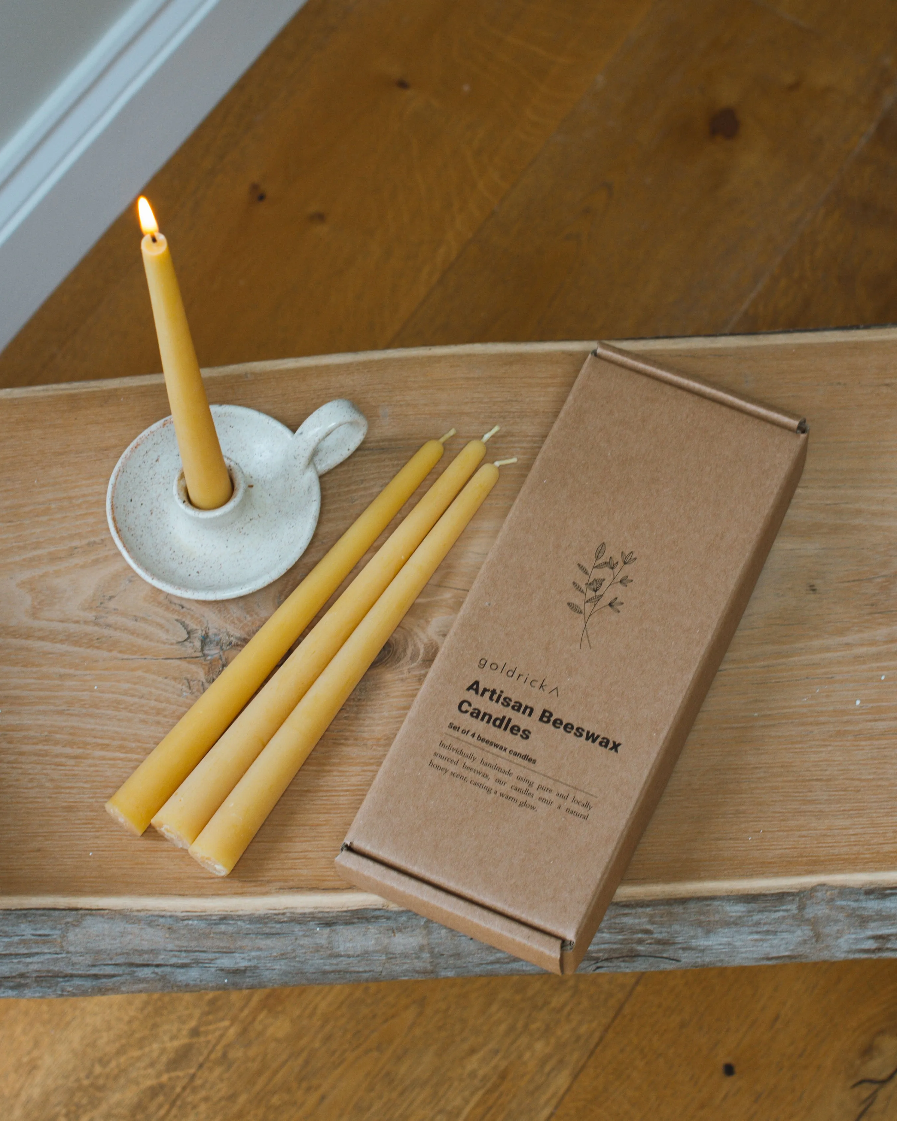 Artisan Beeswax Dinner Candles | Set of 4
