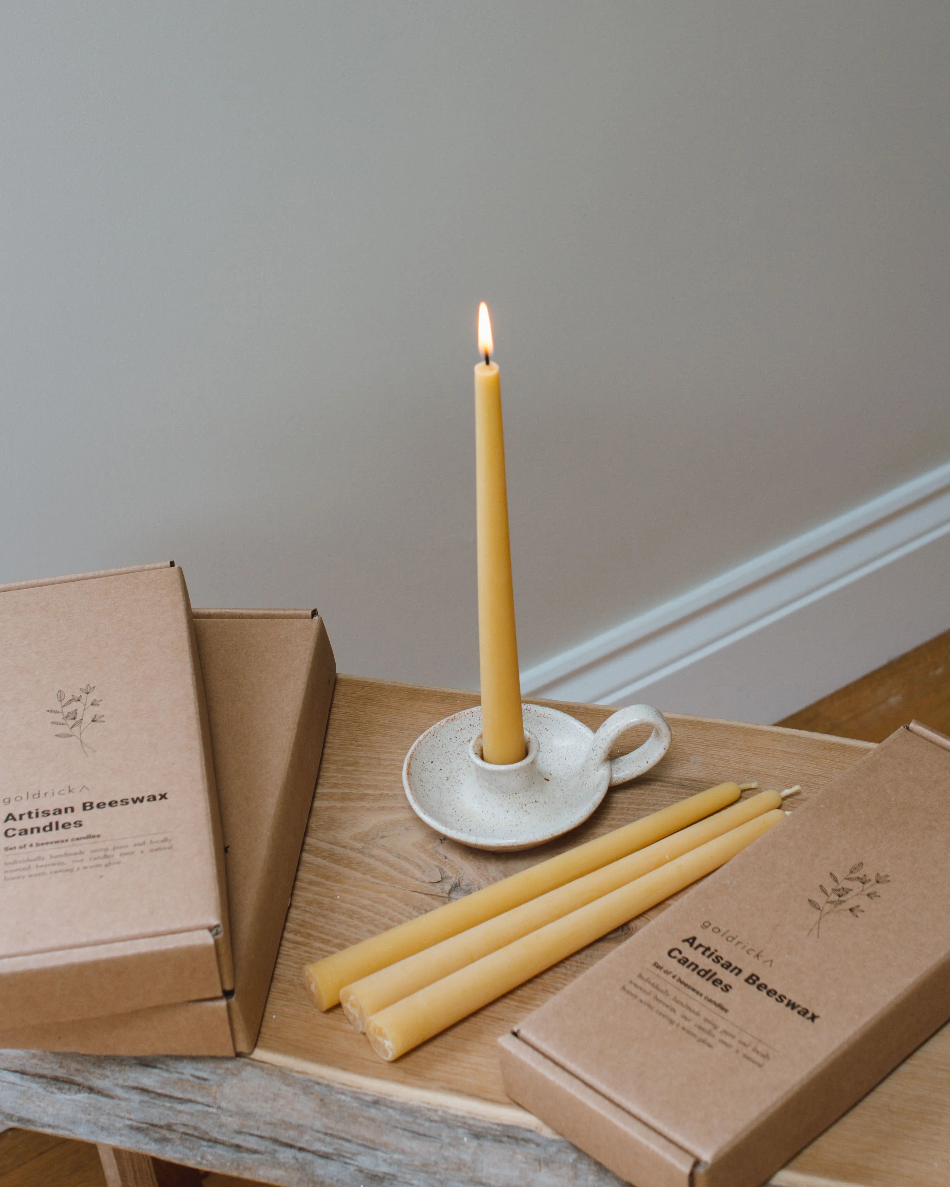 Artisan Beeswax Dinner Candles | Set of 4