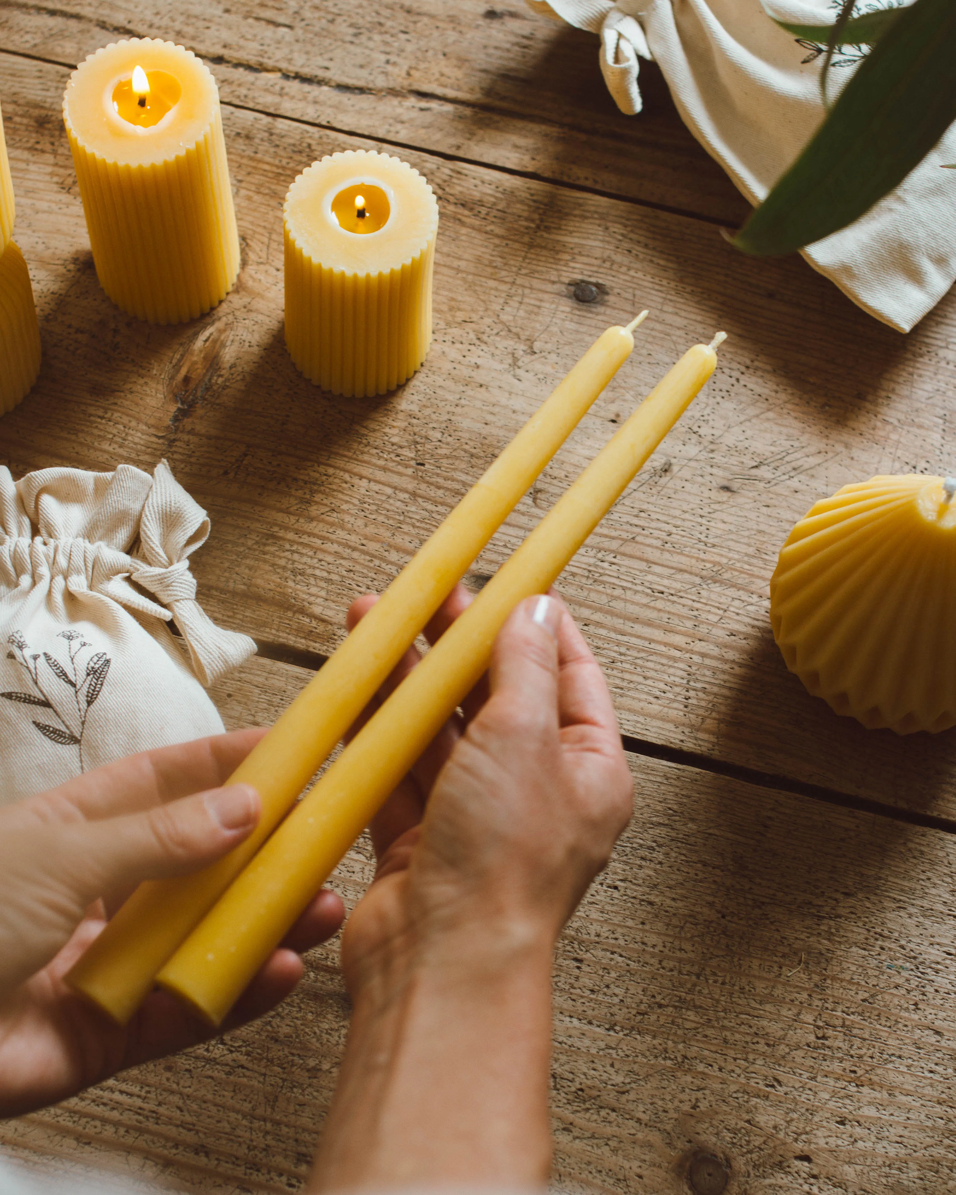 Artisan Beeswax Dinner Candles | Set of 4