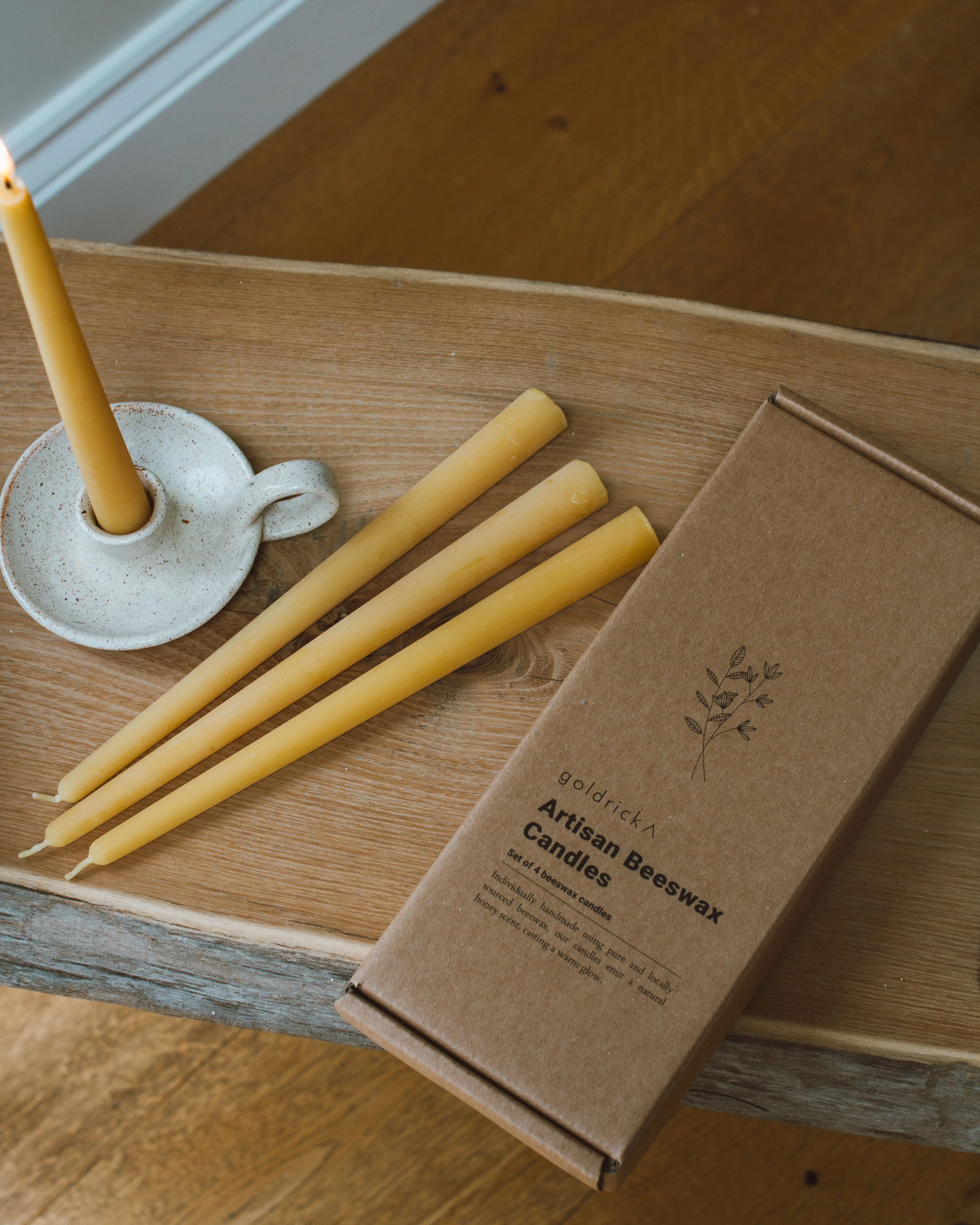 Artisan Beeswax Dinner Candles | Set of 4